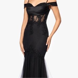 Blondie Nites Black Lace Prom Dress